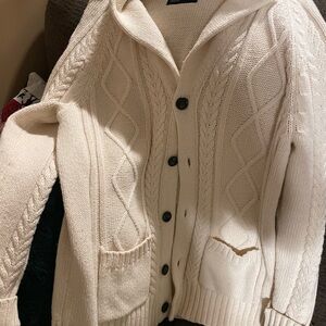 Cream Cable Knit Button-Up Sweater Cardigan